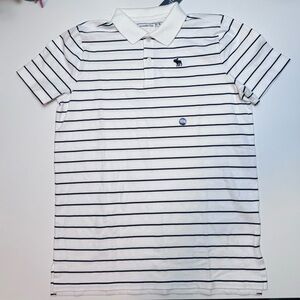 Abercrombie & Fitch Kids Striped Polo Shirt Size 15/16 Black White